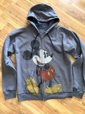 Mickey Mouse Vintage-Style Gray Zip Hoodie